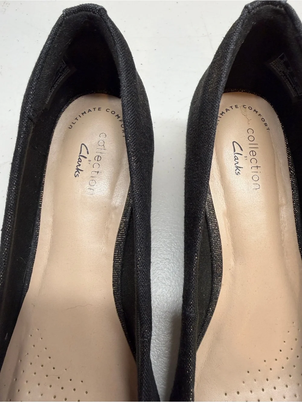 Clarks Collection Mallory Luna Metallic Sparkle Canvas Wedges Espadrille Shoes